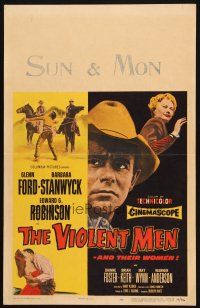2y702 VIOLENT MEN WC '54 cool Glenn Ford, Barbara Stanwyck, Edward G. Robinson, different image!