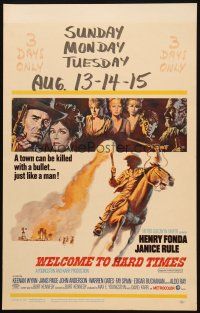 2y708 WELCOME TO HARD TIMES WC '67 cool artwork of cowboy Henry Fonda + cast montage!