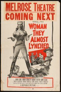 2y717 WOMAN THEY ALMOST LYNCHED WC '53 great art of super sexy female gunfighter Audrey Totter!