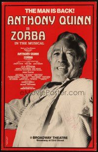 2y724 ZORBA stage play WC '83 Anthony Quinn, directed by Michael Cacoyannis!