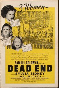 2y130 DEAD END pressbook '37 Humphrey Bogart, includes full-color tipped-in herald!