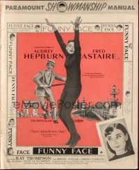2y140 FUNNY FACE pressbook '57 art of Audrey Hepburn close up & full-length + Fred Astaire!