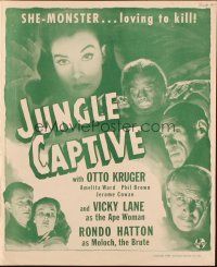 2y158 JUNGLE CAPTIVE pressbook '45 Vicky Lane as the Ape Woman, Rondo Hatton as Moloch the Brute!