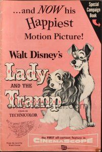2y162 LADY & THE TRAMP pressbook '55 Walt Disney romantic canine dog classic cartoon!