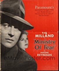 2y172 MINISTRY OF FEAR pressbook '44 Fritz Lang noir, Ray Milland & Marjorie Reynolds!