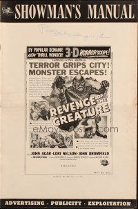 2y187 REVENGE OF THE CREATURE pressbook '55 lots of 3-D ads & info about both releases!