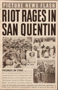 2y190 SAN QUENTIN pressbook '37 Humphrey Bogart & Pat O'Brien, Ann Sheridan caused the riot!
