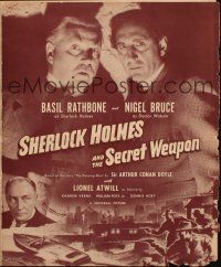 2y196 SHERLOCK HOLMES & THE SECRET WEAPON pressbook '42 detectives Basil Rathbone & Nigel Bruce!