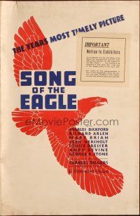 2y199 SONG OF THE EAGLE pressbook '33 about mobsters trying to steal a brewery post-Prohibition!