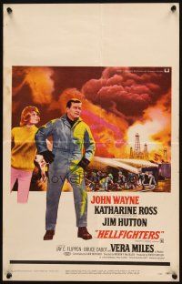 2y406 HELLFIGHTERS WC '69 John Wayne as fireman Red Adair, Katharine Ross, art of blazing inferno!