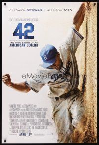 2z009 42 advance DS 1sh '13 baseball, image of Chadwick Boseman as Jackie Robinson sliding home!