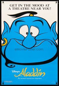 2z029 ALADDIN 1sh '92 classic Walt Disney Arabian fantasy cartoon, great close-up of Genie!