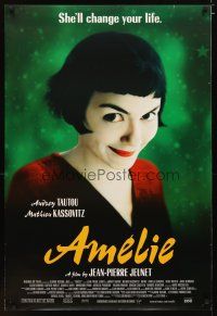 2z045 AMELIE DS 1sh '01 Jean-Pierre Jeunet, great close up of Audrey Tautou!