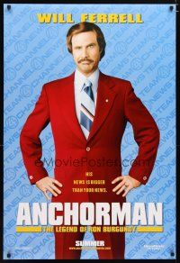 2z051 ANCHORMAN teaser DS 1sh '04 The Legend of Ron Burgundy, image of newscaster Will Ferrell!