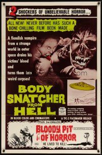 2z118 BODY SNATCHER FROM HELL/BLOODY PIT OF HORROR 1sh '70s two shockers of unbelievable horror!