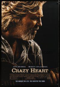 2z167 CRAZY HEART advance DS 1sh '09 great image of country music singer Jeff Bridges!