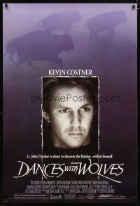 2z179 DANCES WITH WOLVES DS 1sh '90 different image of Kevin Costner & buffalo!