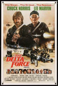 2z204 DELTA FORCE 1sh '86 cool art of Chuck Norris & Lee Marvin firing guns by S. Watts!