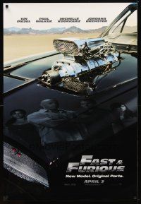 2z255 FAST & FURIOUS teaser DS 1sh '09 Vin Diesel, Paul Walker, blown R/T Charger!