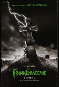 2z269 FRANKENWEENIE teaser DS 1sh '12 Tim Burton, horror image of wacky graveyard!