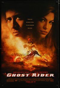 2z284 GHOST RIDER advance DS 1sh '06 Nicolas Cage in title role w/pretty Eva Mendes!