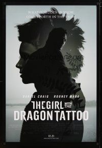 2z294 GIRL WITH THE DRAGON TATTOO advance DS 1sh '11 Daniel Craig, Rooney Mara in title role!