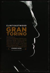 2z311 GRAN TORINO advance DS 1sh '08 cool profile of star/director Clint Eastwood!