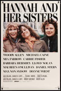 2z328 HANNAH & HER SISTERS 1sh '86 Allen directed, Mia Farrow, Dianne Weist & Barbara Hershey