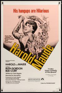 2z332 HAROLD & MAUDE 1sh R79 Ruth Gordon, Bud Cort is equipped to deal w/life!
