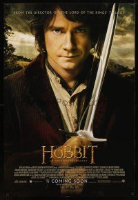 2z348 HOBBIT: AN UNEXPECTED JOURNEY advance DS English 1sh '12 close-up of Martin Freeman as Bilbo!