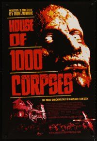 2z356 HOUSE OF 1000 CORPSES 1sh '03 Rob Zombie directed, creepy close-up horror image!