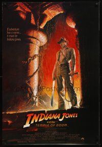 2z376 INDIANA JONES & THE TEMPLE OF DOOM 1sh '84 adventure is Ford's name, Bruce Wolfe art!