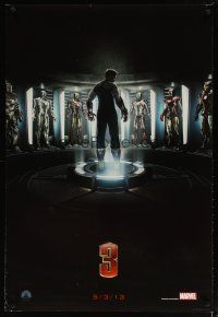 2z398 IRON MAN 3 teaser DS 1sh '13 cool image of Robert Downey Jr & many suits!