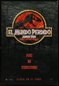 2z412 JURASSIC PARK 2 Spanish/U.S. teaser 1sh '96 The Lost World, something has survived!