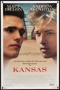 2z415 KANSAS 1sh '88 huge close-up image of Matt Dillon & Andrew McCarthy!