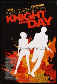 2z426 KNIGHT & DAY DS 1sh '10 cool silhouette art of Tom Cruise & Cameron Diaz!
