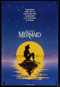 2z459 LITTLE MERMAID teaser DS 1sh '89 Disney, great cartoon image of Ariel in moonlight!