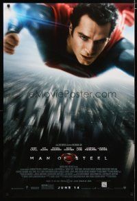 2z492 MAN OF STEEL advance DS 1sh '13 Henry Cavill in the title role as Superman flying!