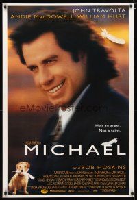 2z516 MICHAEL 1sh '96 John Travolta w/angel wings & puppy, Andie MacDowell!