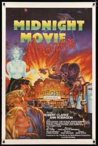 2z519 MIDNIGHT MOVIE MASSACRE 1sh '88 wacky sci-fi monster artwork by Andrews!