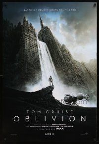 2z557 OBLIVION teaser DS 1sh '13 Morgan Freeman, image of Tom Cruise & waterfall in city!