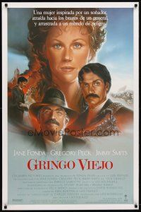 2z562 OLD GRINGO Spanish/U.S. 1sh '89 art of Jane Fonda, Gregory Peck & Jimmy Smits in Mexico!
