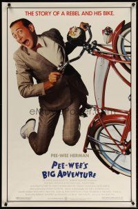 2z586 PEE-WEE'S BIG ADVENTURE 1sh '85 Tim Burton, best image of Paul Reubens & his beloved bike!