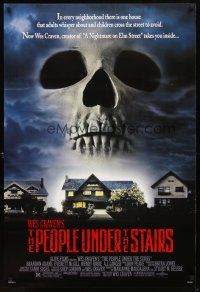 2z587 PEOPLE UNDER THE STAIRS 1sh '91 Wes Craven, cool image of huge skull looming over house!