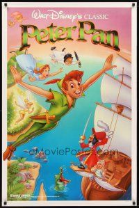 2z589 PETER PAN 1sh R89 Walt Disney animated cartoon fantasy classic, great full-length art!