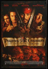 2z595 PIRATES OF THE CARIBBEAN advance DS 1sh '03 Geoffrey Rush, Knightley, Johnny Depp & cast!