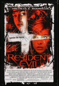 2z630 RESIDENT EVIL DS 1sh '02 Paul W.S. Anderson, Milla Jovovich, Michelle Rodriguez, zombies!