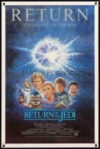 2z634 RETURN OF THE JEDI 1sh R85 George Lucas classic, Mark Hamill, Ford, Tom Jung art!