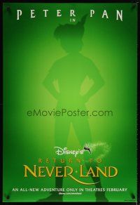 2z636 RETURN TO NEVERLAND advance DS 1sh '02 cool outline artwork of Peter Pan!