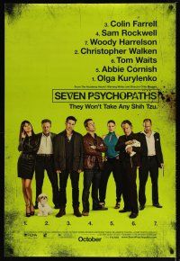 2z669 SEVEN PSYCHOPATHS advance DS 1sh '12 Colin Farrell, Sam Rockwell, Woody Harrelson, Tom Waits!